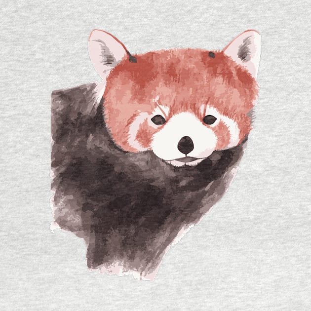 Watercolor Red Panda portrait by White-Peony